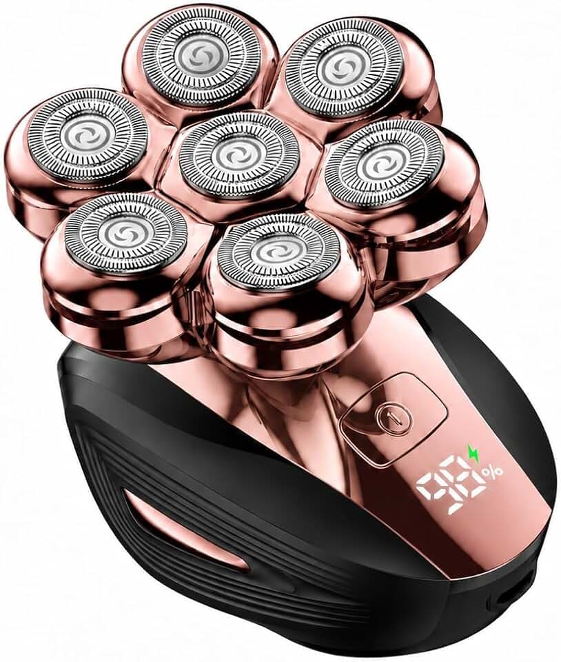 Head Shavers for Bald Men: IPX7 Waterproof Electric Razor for Men - 7D LED Display Rechargeable Shaving Grooming Kit - Pink