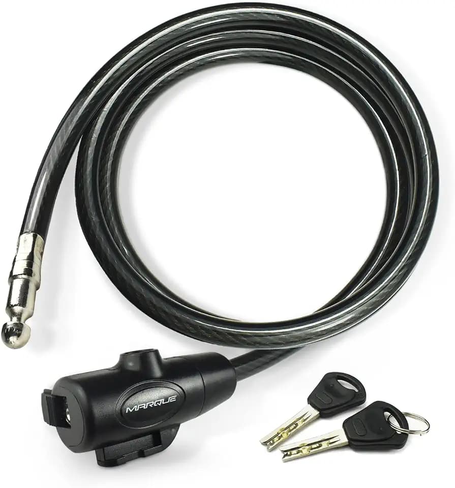 MARQUE Bike Lock with Key – 3/8” (4Ft, 7Ft, 15Ft, 25Ft) Straight Cable Locks with Keys, Anti-Theft Security Cable for Bicycles, Scooters, Kayaks, Paddle Boards, Gates