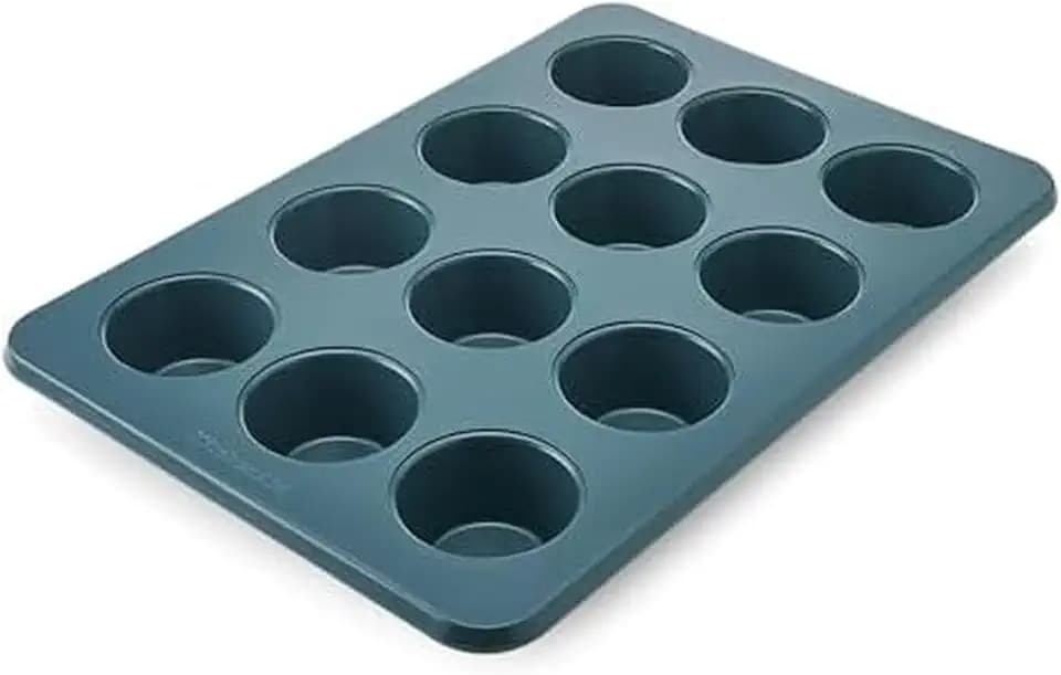 KitchenAid Nonstick Aluminized Steel Muffin Pan, Dishwasher Safe, Agave, 12 Cup