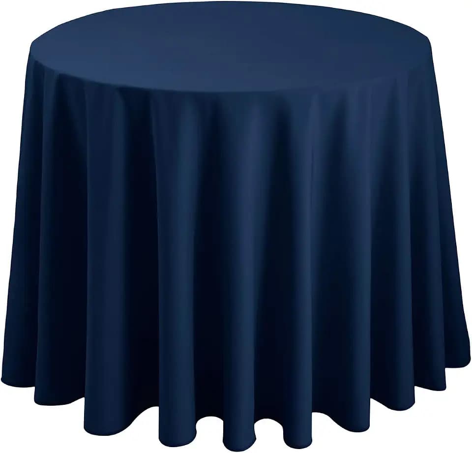 Hiasan Round Tablecloth, 120 Inch,Navy Blue, 1 Pack
