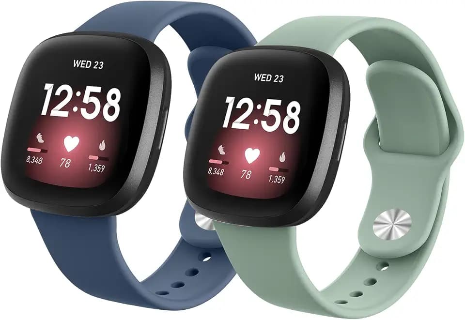 2-pack Siliconen Bandjes voor Versa 3/Versa 4/Sense/Sense 2 voor Vrouwen Mannen, Zachte Bandjes voor Versa 3 / Versa 4 / Sense Bandje