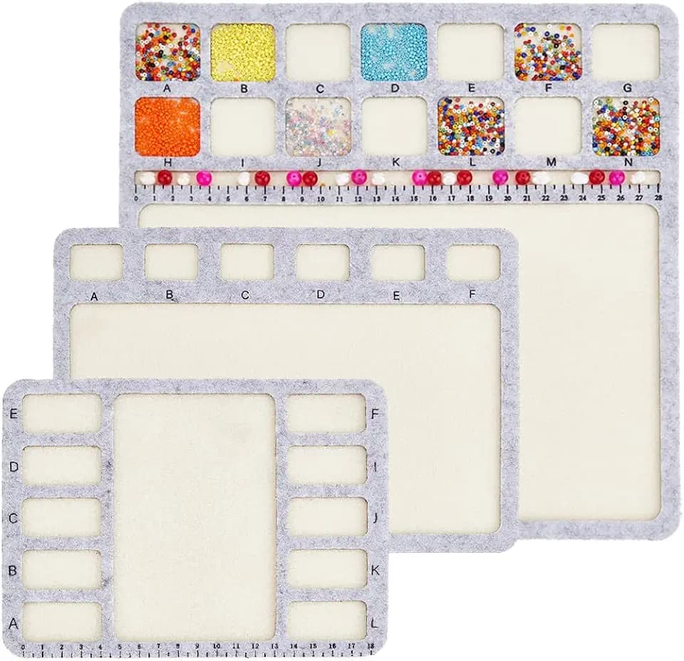 BENECREAT 3 Style Felt Beading Mat, Felt Design Bead Boards with Centimeter Alphabetic Scale Beads Tray Bead Pads for Art Crafts Jewelry Making Beading Supplies