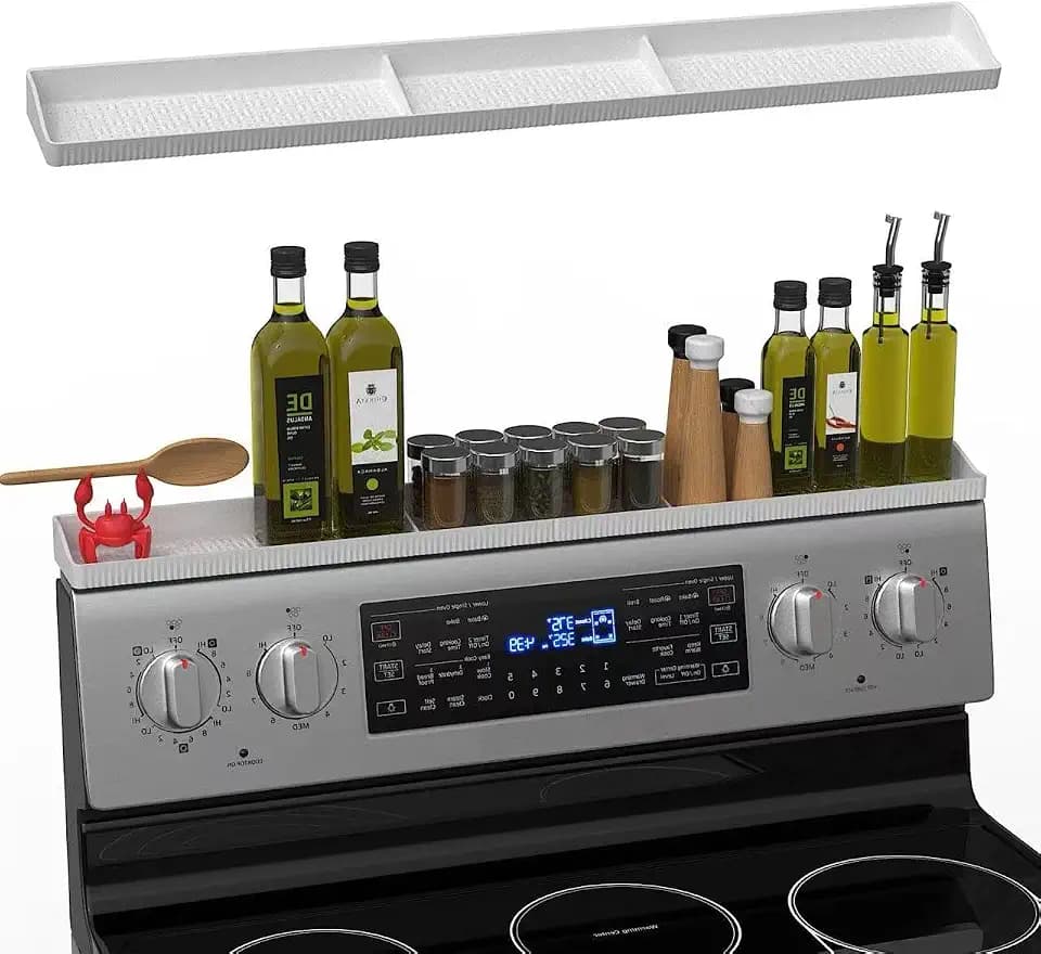 Stove Top Shelf 30 Inch - Silicone Material Magnetic Shelf for Stove -White