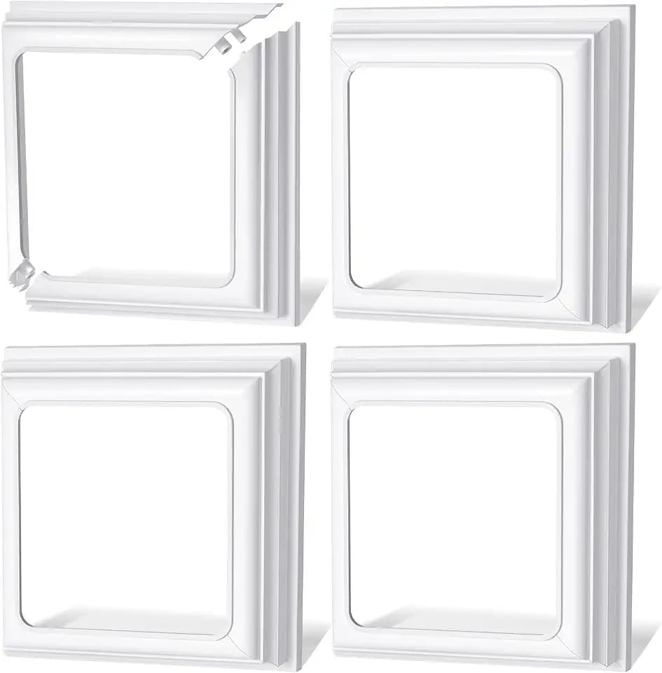 Thyle Vinyl Post Skirt Post Base Cover Column Wraps for Porch Deck Base Vinyl Sleeve White Trim for Wood Hand and Stair Rails(4 Pcs,5x5 Inches)