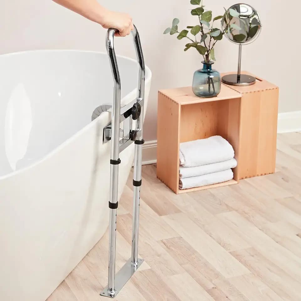 Badewannen Sicherheitsgriff Senioren – Einstiegshilfe für die Badewanne – Haltegriff Bad mit höhenverstellbarem Handlauf – mehr Sicherheit & Komfort – für alle gängigen Badewannentypen