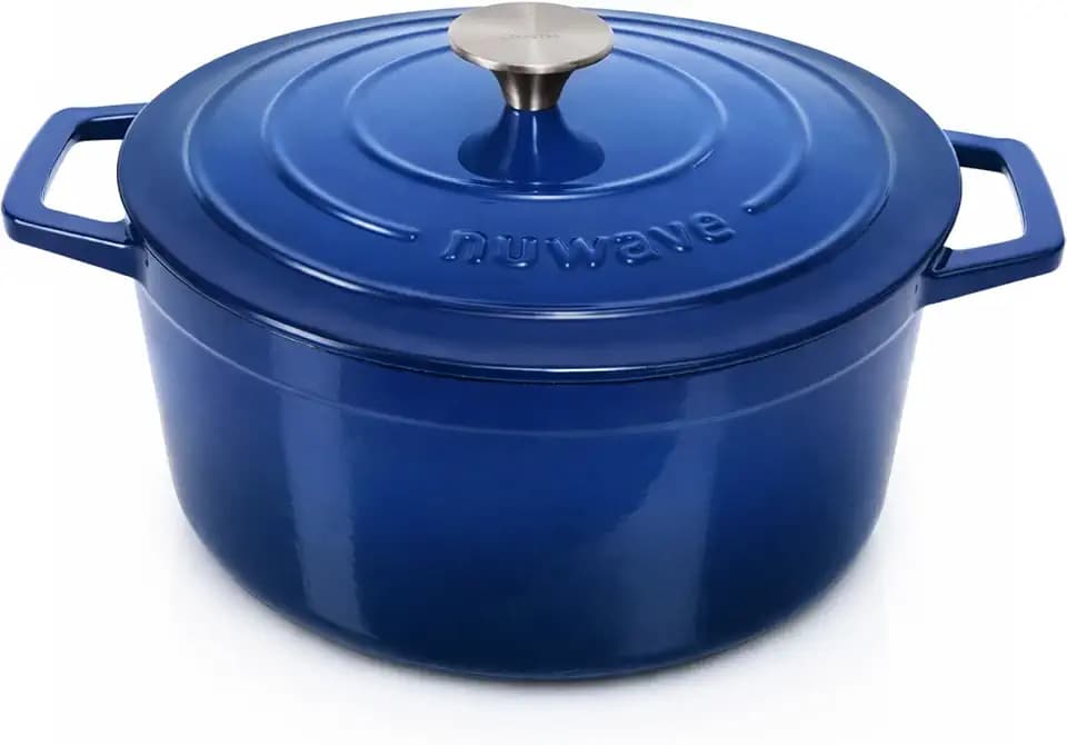 Nuwave 6QT Cast Iron Dutch Oven Pot with Lid, Heavy Duty 7-Layer Enamel