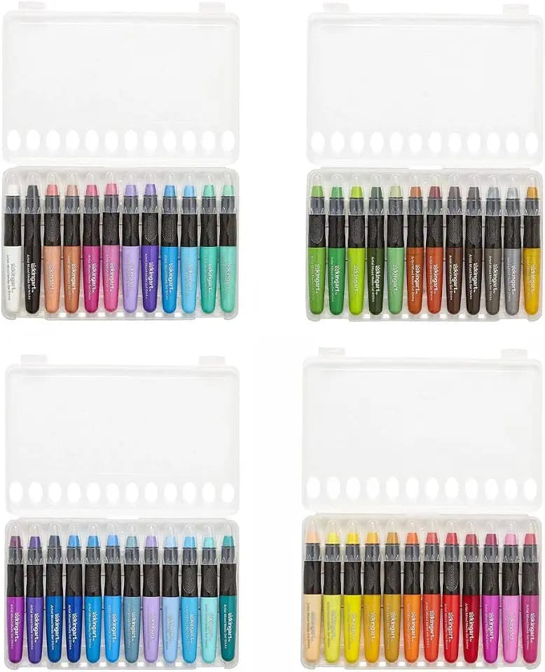 KINGART Mixed Media Gel Stick Crayons, Vibrant, Set of 48-Colors