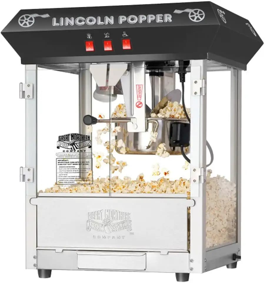 Great Northern Popcorn Company Black Bar Style Lincoln 8 Ounce Antique Popcorn Machine (Bar Style) (6015 Lincoln Top)