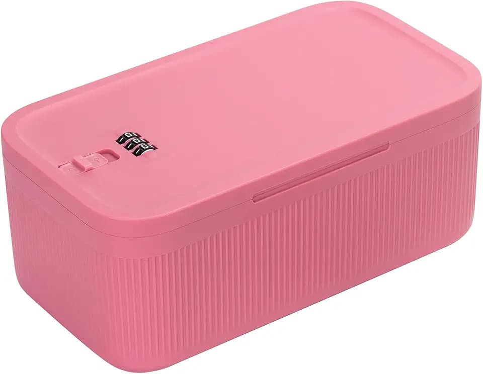 Lockable Storage Box,Medicine Lock Box Travel Case,Refrigerator Bin Container for Food,Medicines,Snacks,Locking Mobile Cell Phone Device Jail,Lockbox for Office,Home,School,Father Gift (Berry Small)
