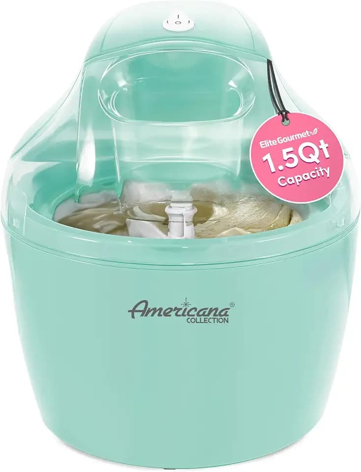 Elite Gourmet Americana EIM-1432M 1.5Qt Automatic Ice Cream Maker, Mint