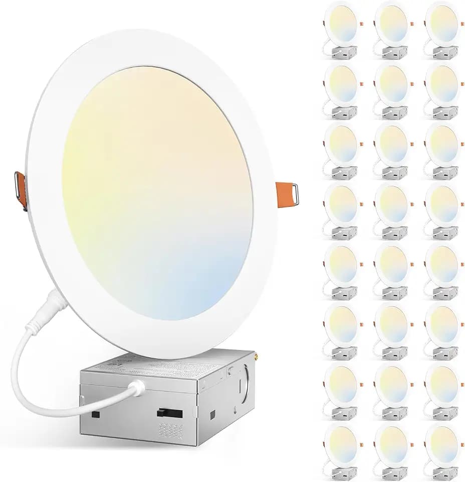Amico 24 Pack 7 Inch 5CCT Ultra-Thin LED Canless Recessed Ceiling Downlight