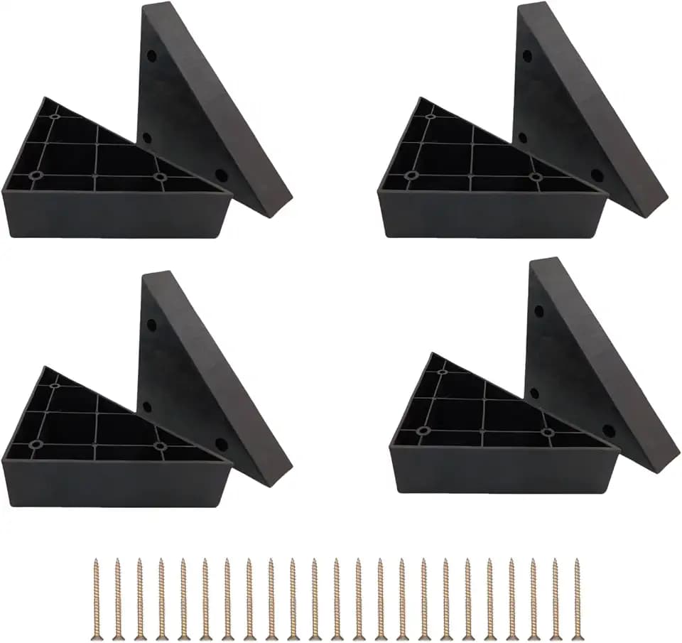 8 Pcs Black Triangle Plastic Replacement Couch Legs with Screws, Universal Sofa Feet Furniture Legs 5.71"×5.71"×1.6" - Heavy Duty, Easy Install, for Sofa, Bed, Chair, Cabinet