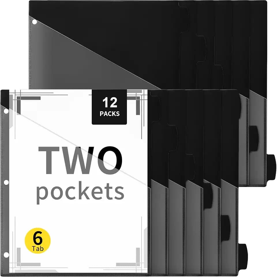 Epakh 12 Pcs Binder Dividers for 3 Rings Binders 2 Pockets Tabs