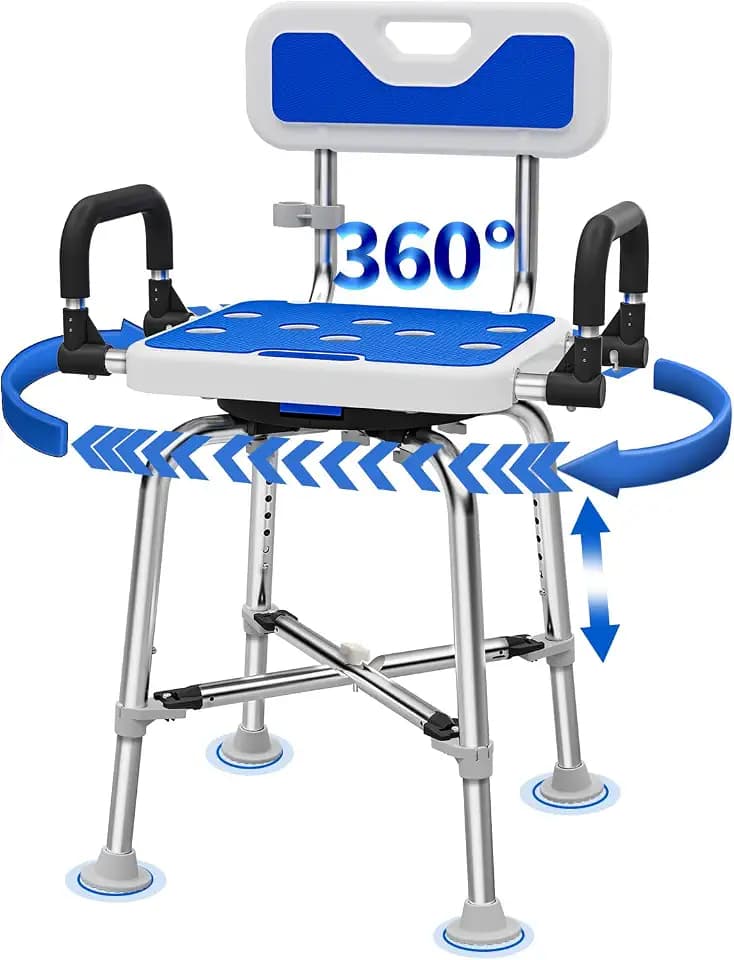 Swivel Shower Chair for Seniors Elderly Disabled or Bariatric Adults