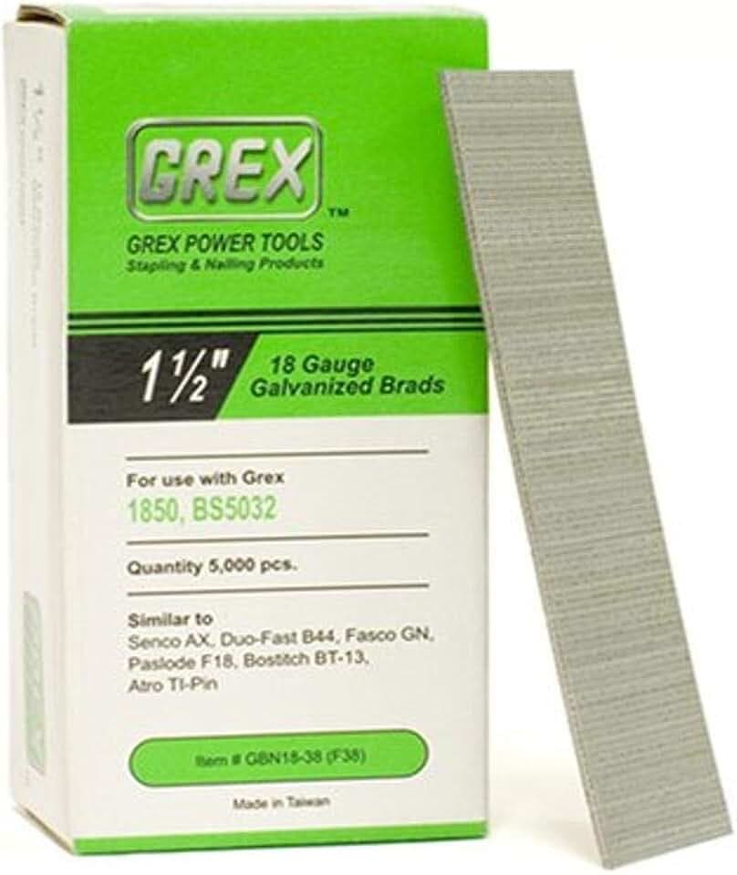 Grex GBN18-38 (F38) 1-1/2 In. 18 Ga. Brad Nails, Galvanized, 5M