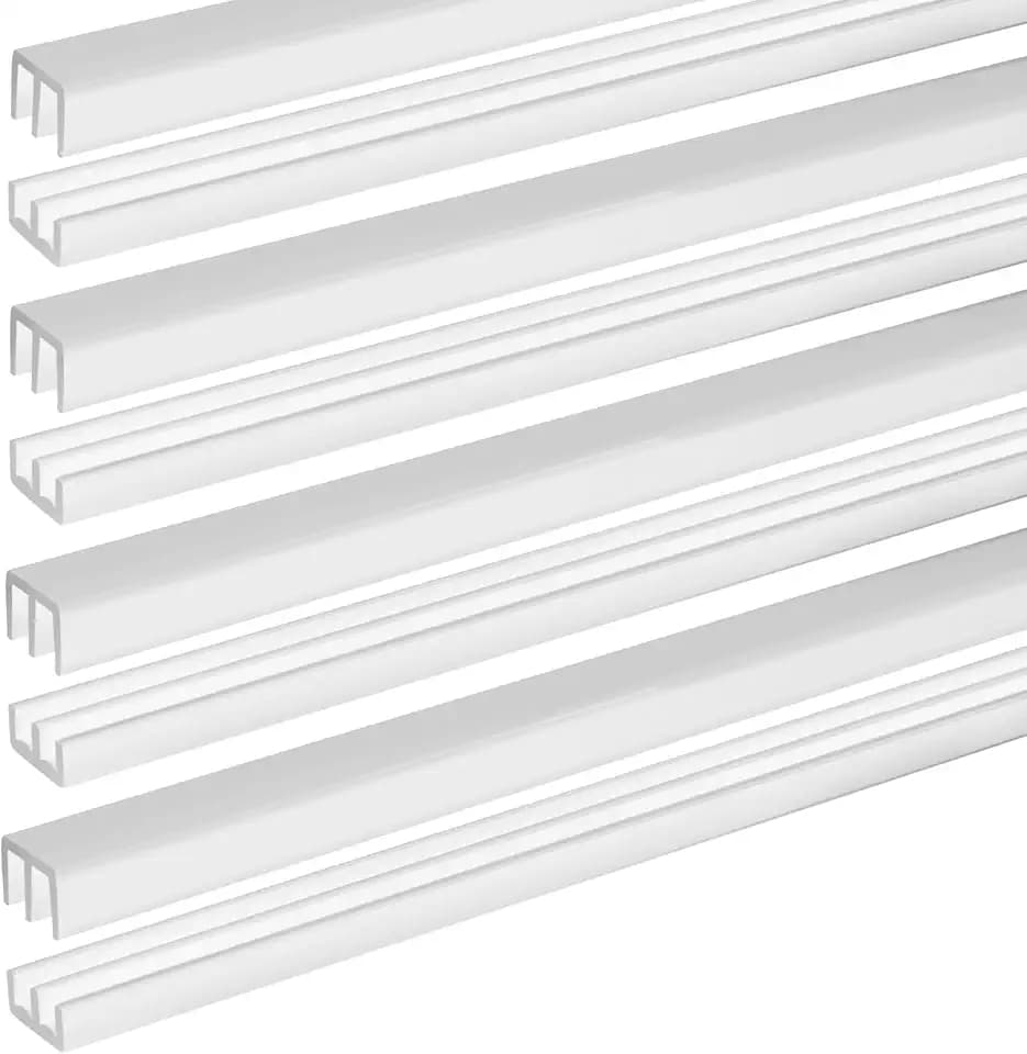 Landical 4 Sets 4ft 1/8" Sliding Door Track, Plastic, Cabinet Glass, White