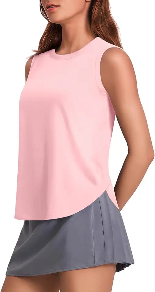 PINSPARK Workout Tank Tops Woman Ice Silk UPF 50+ Athletic Yoga Shirts