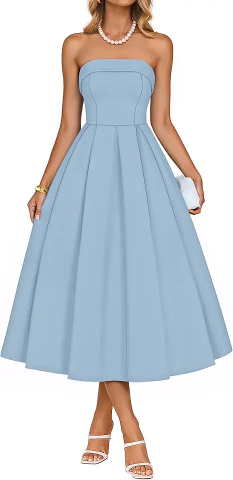 ZESICA Women's Summer Strapless Cocktail Party Dresses