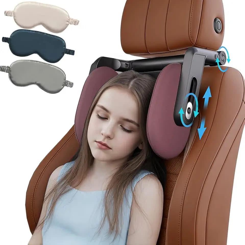 Head Rest Pillow for Car with Hook, Adjustable Car Seat Travel Pillow