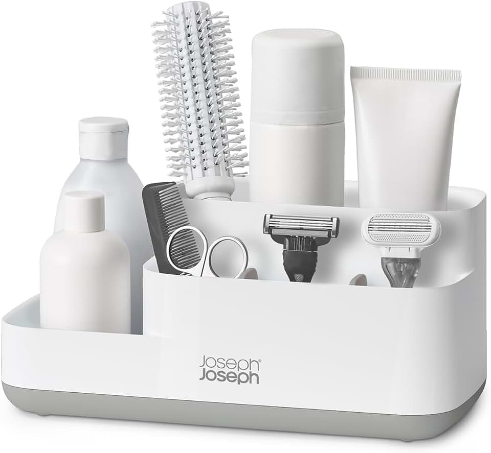 Joseph Joseph EasyStore - Bathroom Storage Countertop Caddy Organizer for Bathroom Accessories - Grey/White