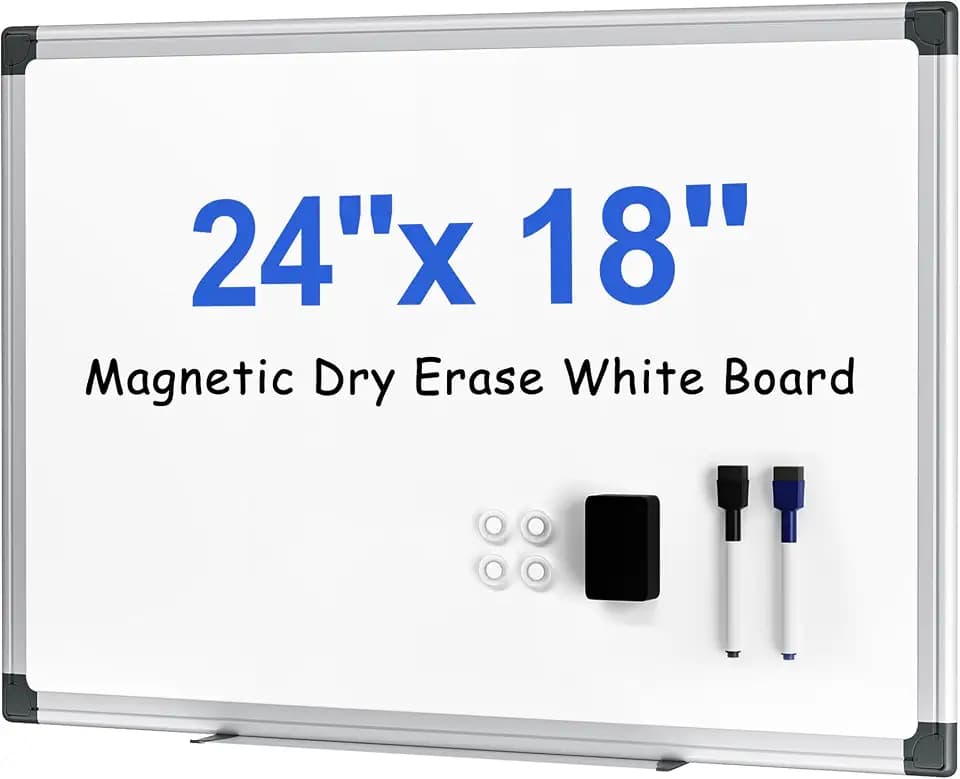 24" x 18" Magnetic Dry Erase Whiteboard with Aluminum Frame