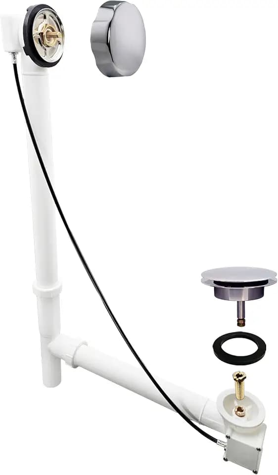 Westbrass Tubular 35 in. Cable Drive Bath Waste, Polished Chrome, D50P35TLE-26