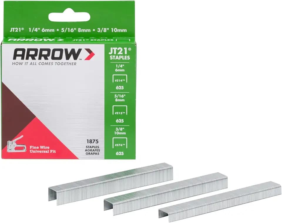 Arrow 21MP1 JT21 Thin Wire Staples Multipack for Staple Guns and Staplers, Use for Upholstery, Crafts,General Repairs, Includes 1/4-Inch, 5/16-Inch, and 3/8-Inch Sizes, 1875 Count,(Packaging May Vary)