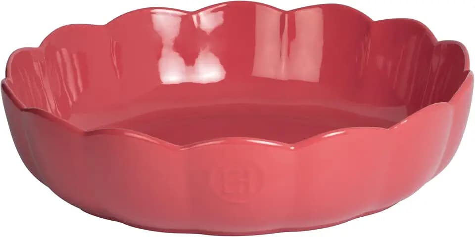 Emile Henry Made in France Ceramic Round Dish, Madeleine Collection. 10.5"x 2.5", Rose Candy