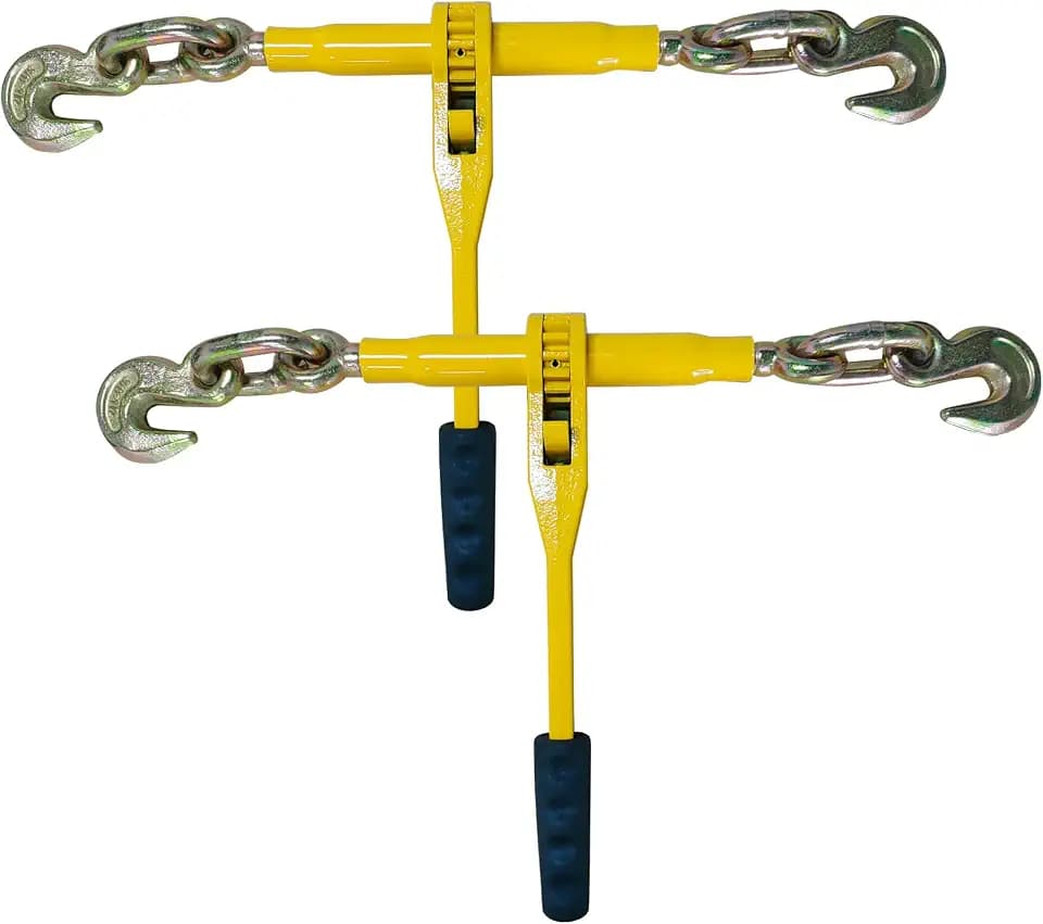 2 Pack 3/8"-1/2"Ratchet Chain Binders,9200 LBS Working Tie Downs, for Grade 80 Transport Chain Load,Labor-Saving Anti-Skid Handle,Heavy Duty Ratchet Binders for Truck, Tie Down, Hauling, Towing