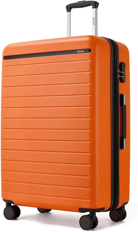 Kono Large Suitcase 28in Expandable ABS+PC 8pcs Silent Wheels Orange
