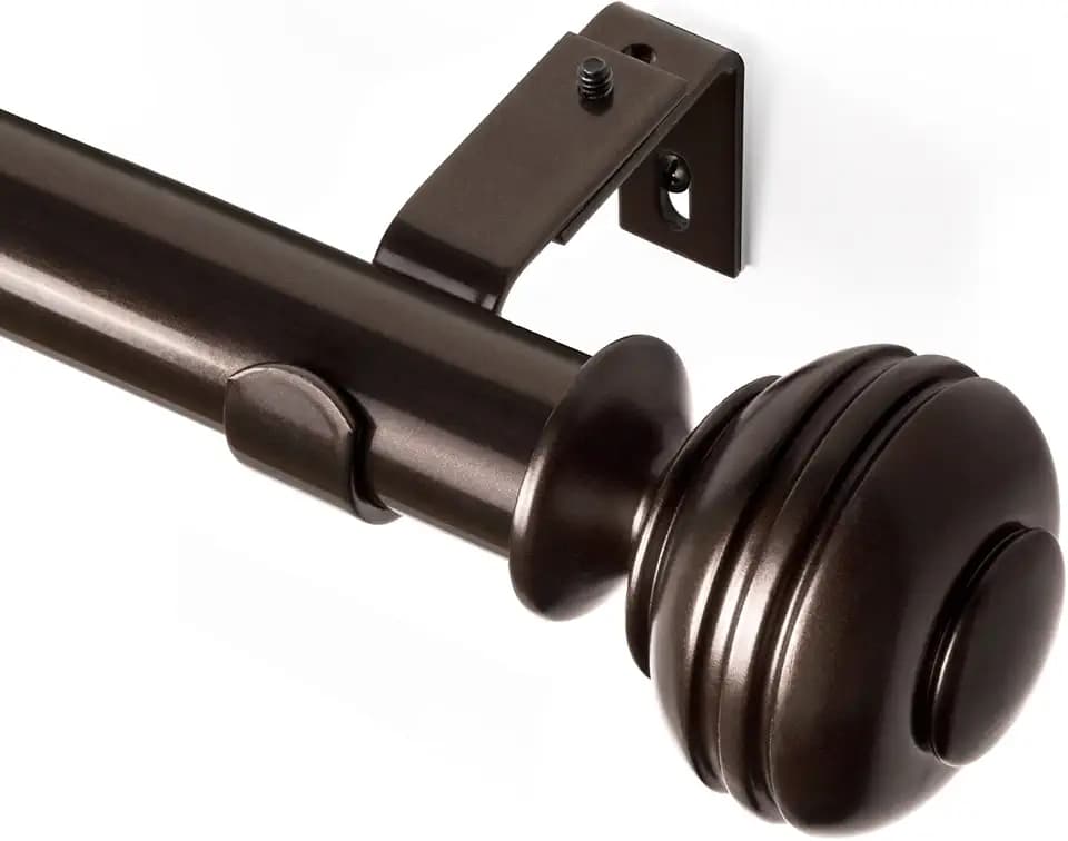 Curtain Rod for Windows, 72-144 Inch Adjustable Drapery Rod, Bronze