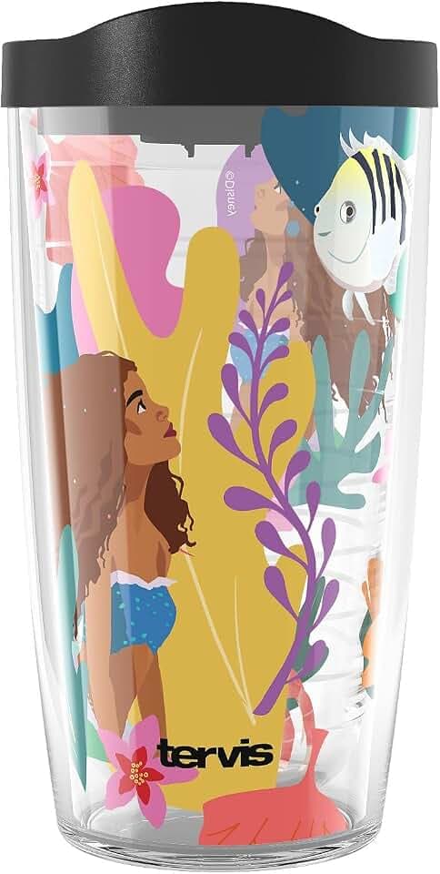Tervis Disney The Little Mermaid Under the Sea Made in USA Double Walled Insulated Tumbler Travel Cup Keeps Drinks Cold & Hot, 16oz, Classic