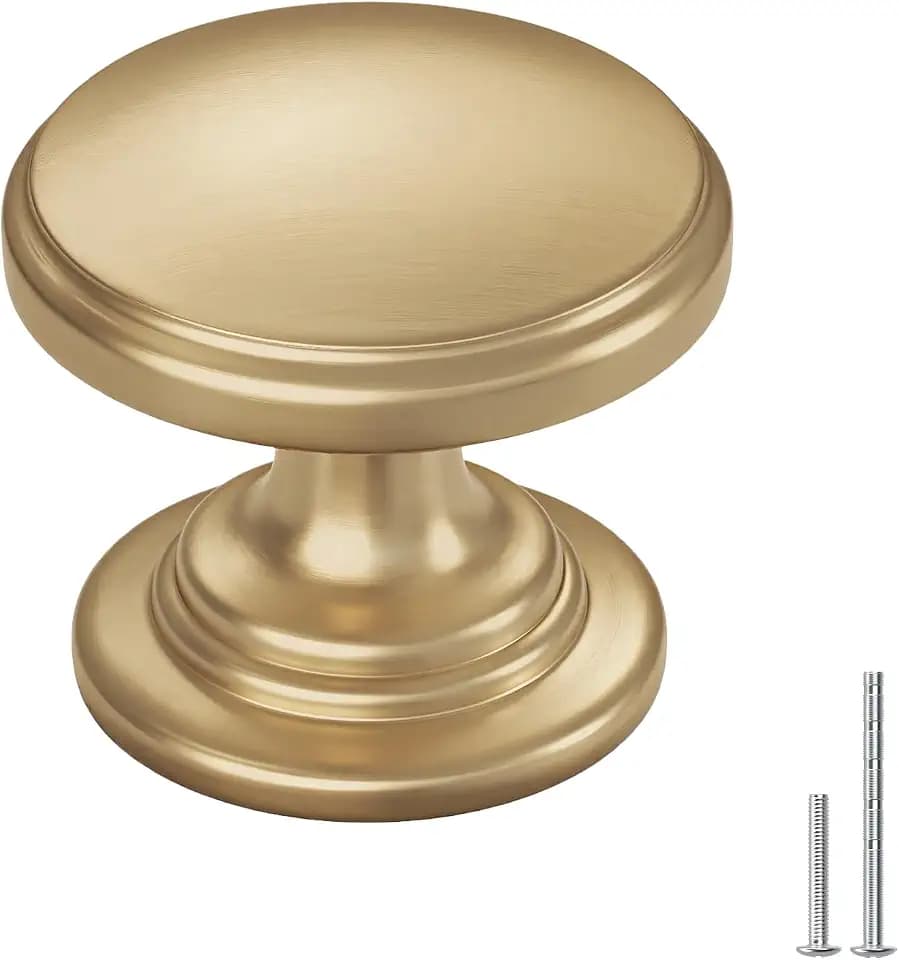 Goldenwarm Cabinet Knobs, Champagne Bronze Dresser Knobs 1-1/5 Inch 40 Pack Round Kitchen Hardware, Solid Zinc Alloy, Single Hole, Screws Included, Drawer Knob for Cupboard Dresser Bathroom Vanity