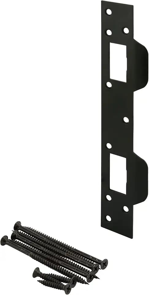 Prime-Line Door Strike, 5-1/2", Hole Center, Matte Black (Single Pack)
