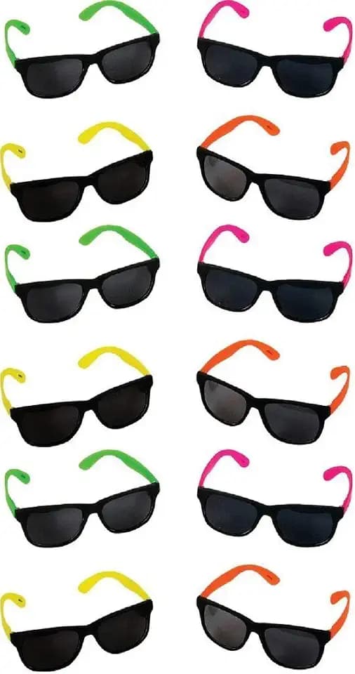 Rhode Island Novelty Assorted Neon Sunglasses, Pack of 12