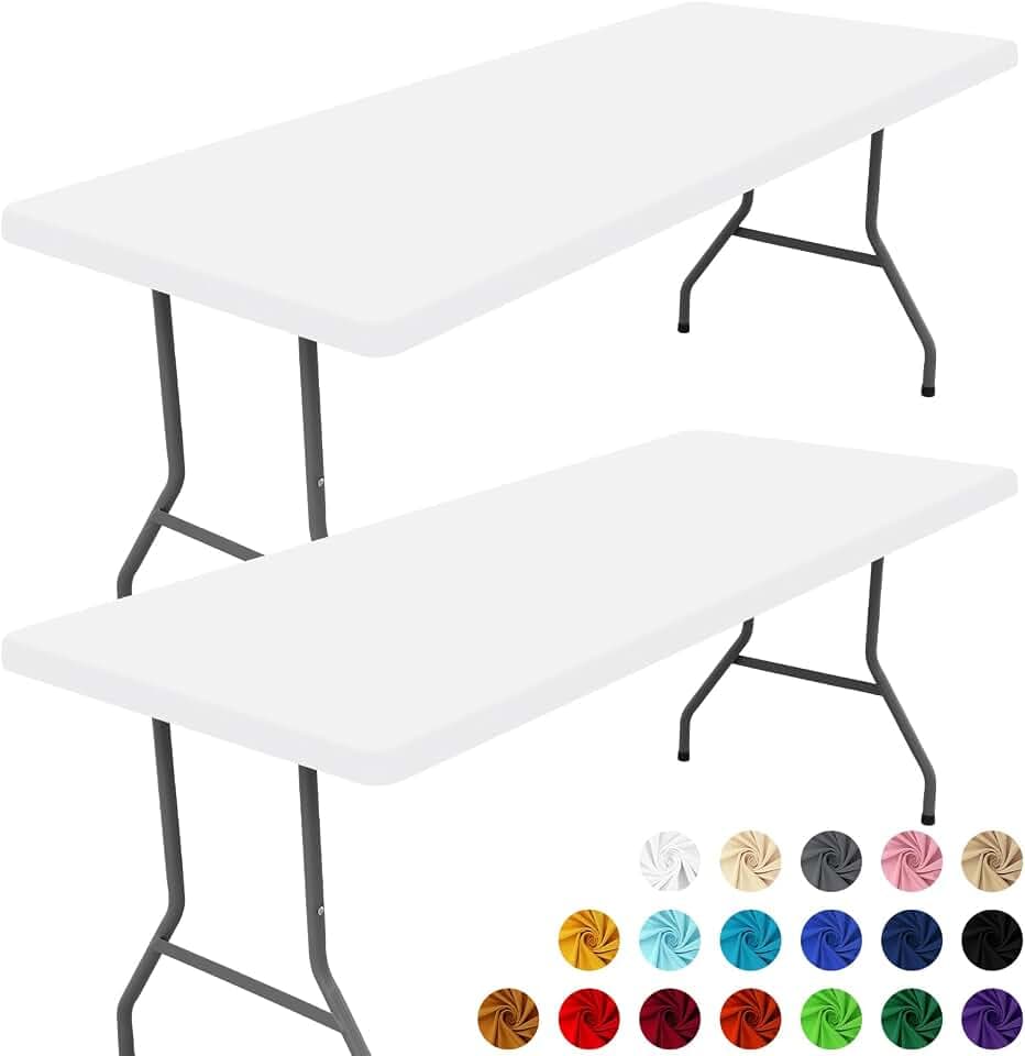 Moosfor 2 Pack Rectangle Spandex Fitted Table Cloth, 6FT Elastic Tablecloth