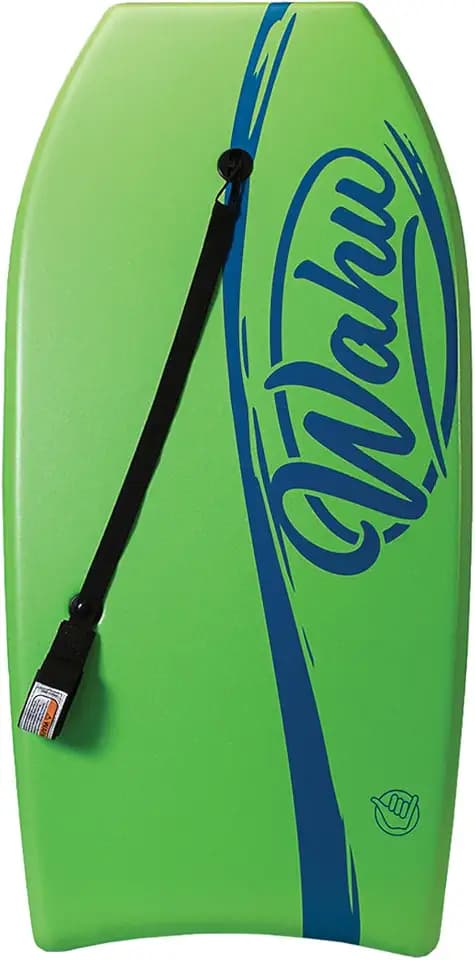 WAHU Bac Pak Bodyboard Pro with Leash, Crescent Tale, EPS Core, XPE Deck, and HDPE Slick Bottom, 41" Lightweight Beach Body Board for Ages 10+