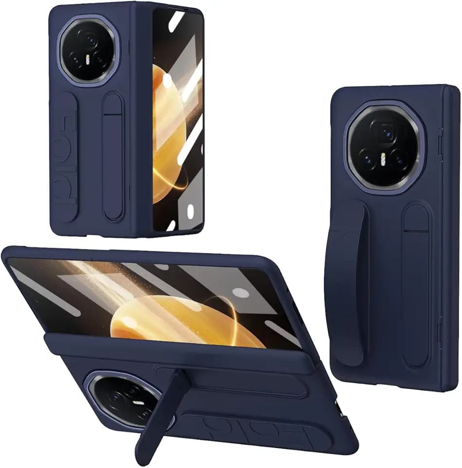 Unichthy Schutzhülle für Honor Magic V3 5G, mit Ständer und integriertem Displayschutz, Handschlaufe, Fingerringschnalle, Scharnierschutz, stoßfeste Schutzhülle für Honor Magic V3 5G, Blau