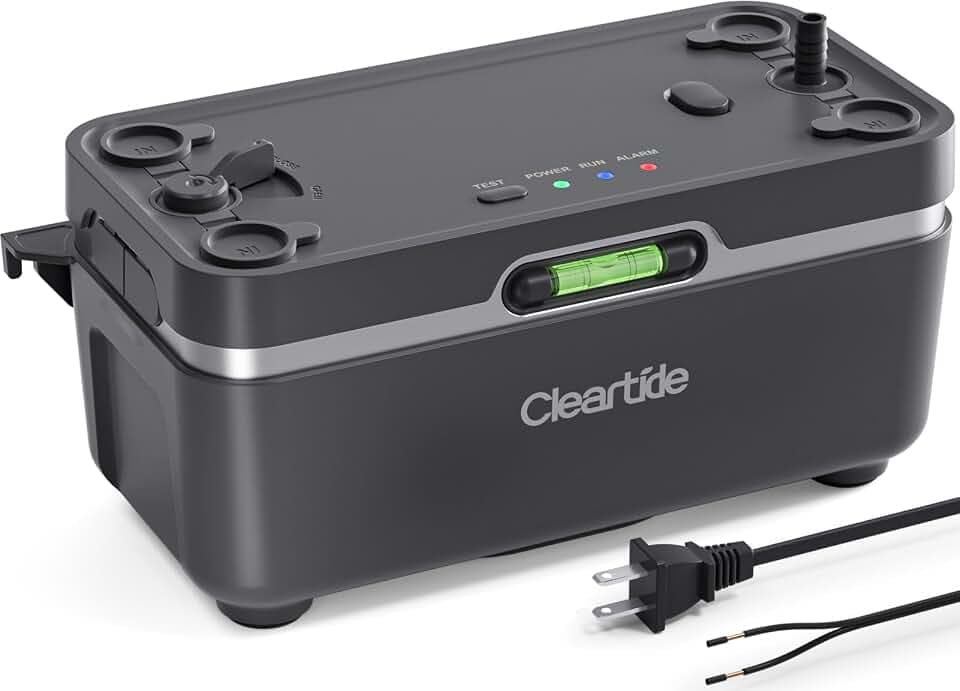 Cleartide Condensate HVAC Pump, Ultra-Quiet 25dB, 1/30 HP 144 GPH, Automatic Condensate Removal Pump with Safety Switch for Air Conditioner/Furnace/Dehumidifier/Ice Machine, 27.8FT Head Height