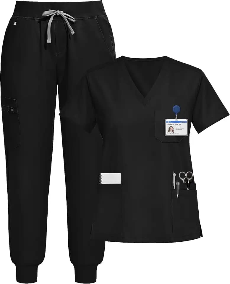 Scrubs for Women Set, V-Neck Jogger Set