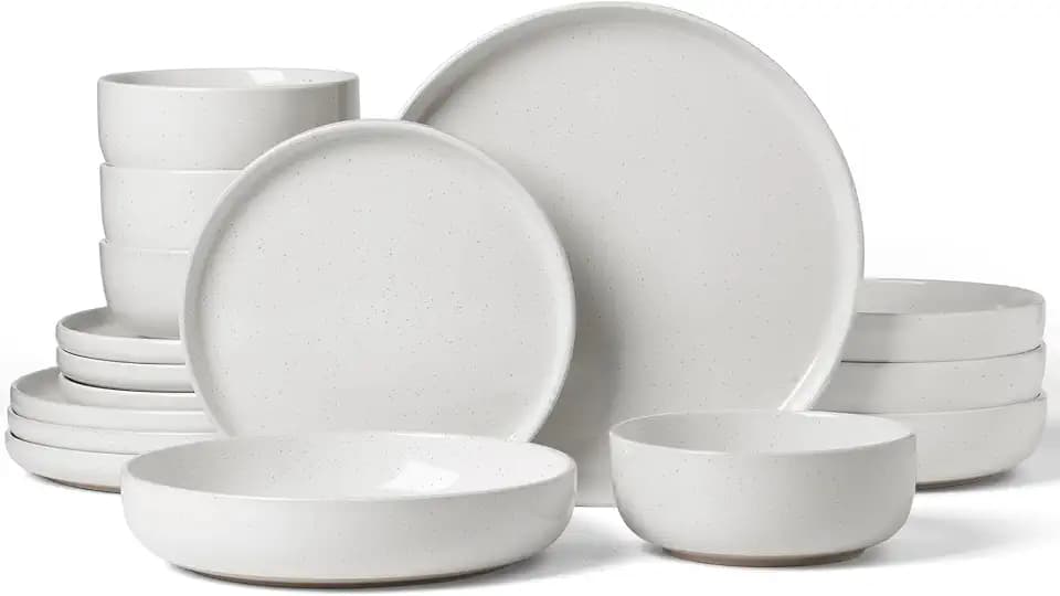 Famiware Milkyway 16-Piece Dinnerware Set with Pasta Bowls, White