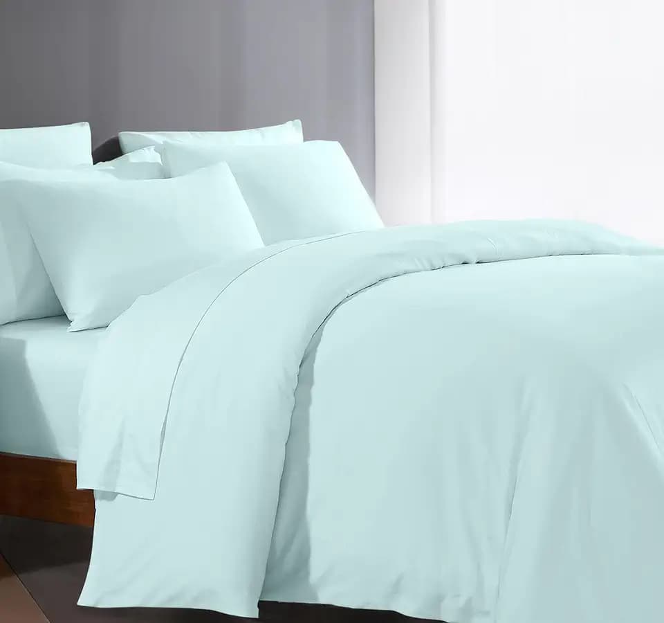 100% Egyptian Cotton 3 Pc Aqua Blue Duvet Cover King High Thread Count