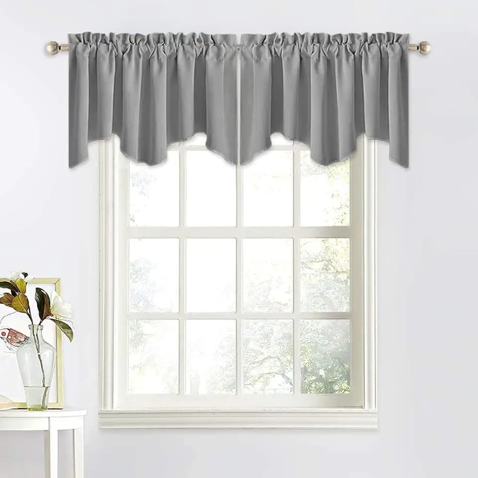 NICETOWN Sliver Grey Valances for Windows - Thermal Insulated Room Darkening Kitchen Curtain Valances Rod Pocket Bathroom Valances for RV Camper/Thanksgiving, 52 x 18 inch, 2 PCs