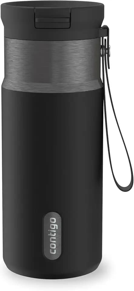 Contigo SnapSeal 16 oz Stainless Steel Vacuum-Insulated Water Bottle with Leakproof AutoClose Lid (Straw-Compatible) & Carry Strap, BPA-Free & Lead-Free, Dishwasher Safe