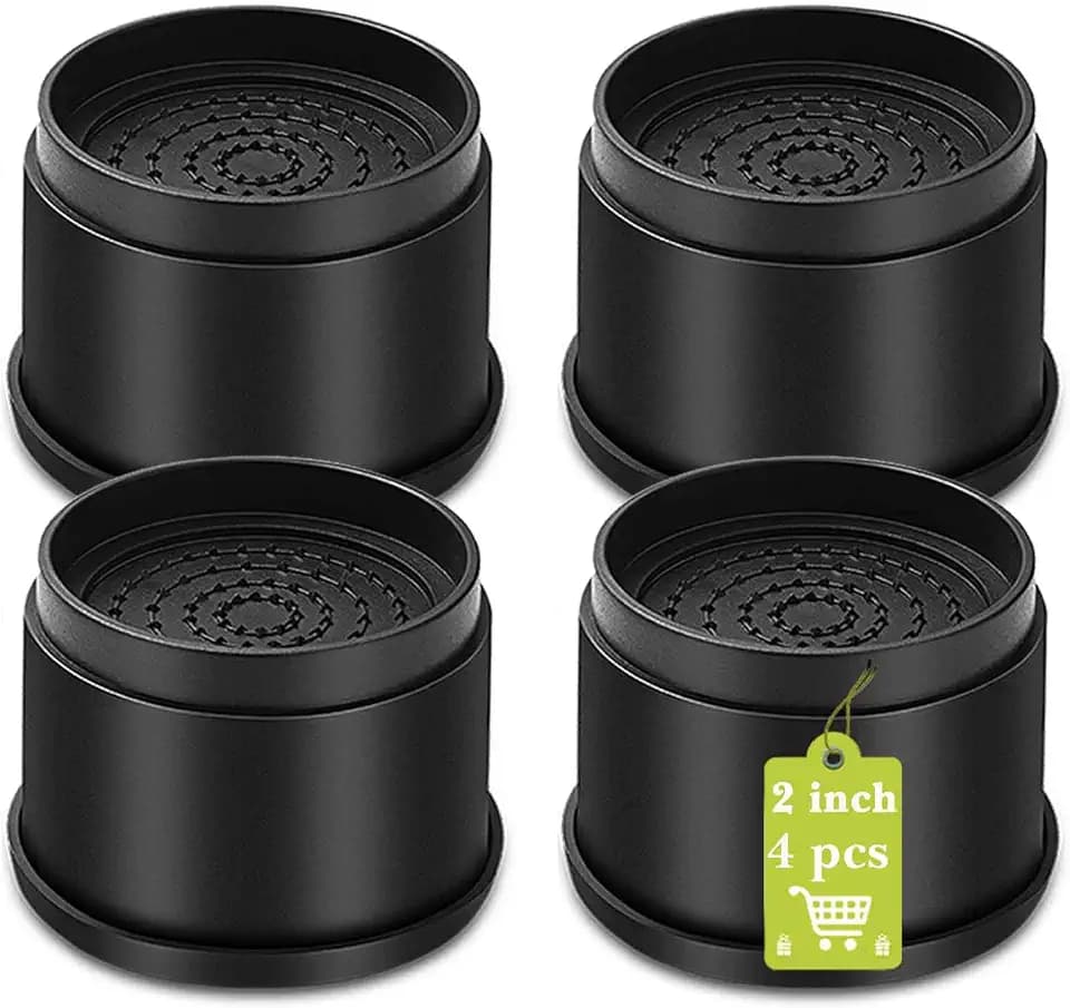 4 Pack Furniture Risers 2 Inch, Adjustable Bed Risers Heavy Duty for Table Desk Couch Chair Sofa Cabinet Bed Frame Dorm, Round Stackable Table Leg Risers Lift Height 2" or 4", Black