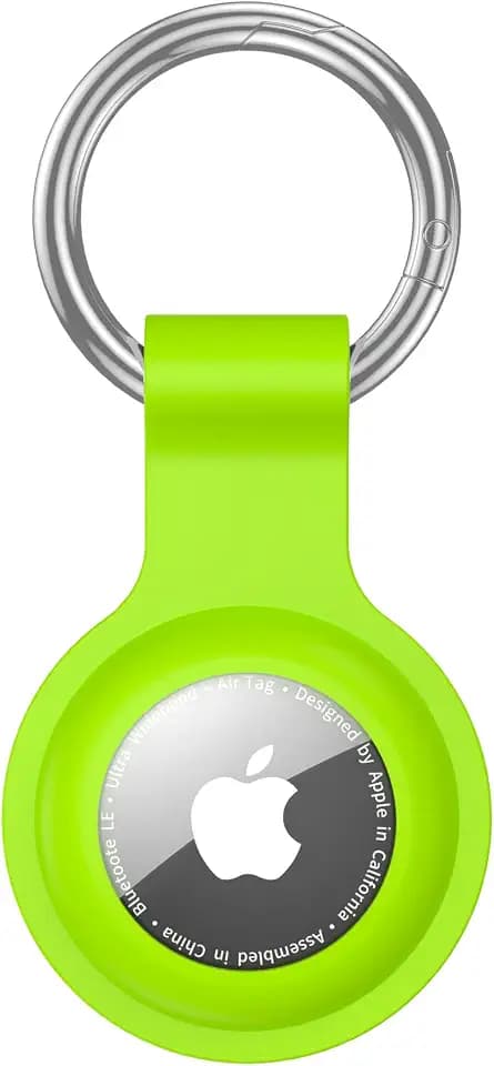 Hülle für Airtag, ultraleichte Silikonhülle für Air Tags mit Anti-Verlust-Schlüsselanhänger-Ring-Zubehör Fluoreszierend grün