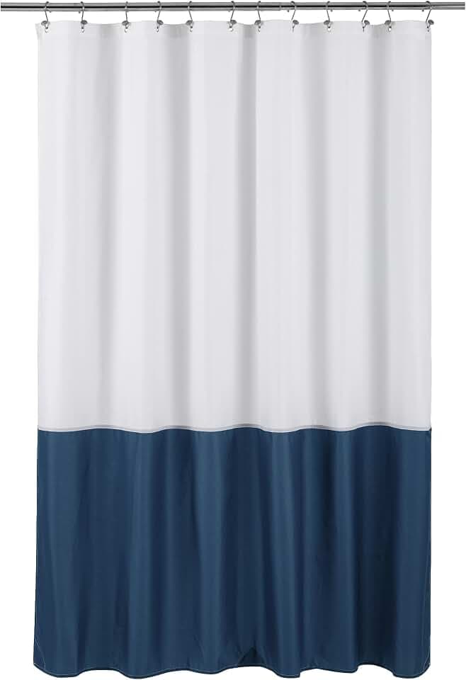 ALYVIA SPRING Waterproof Fabric Shower Curtain or Liner White/Navy, 72x72