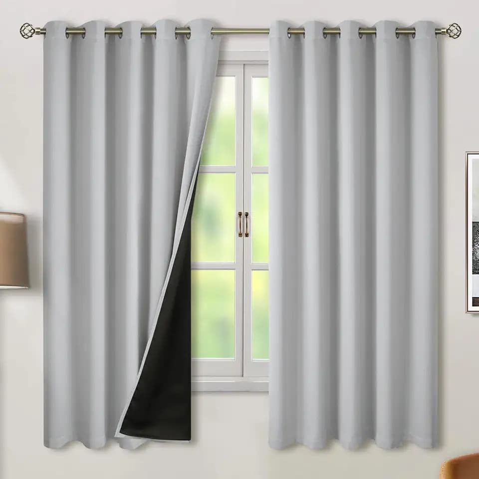 BGment Light Grey Blackout Curtains for Bedroom 60 x 63 Inch 2 Panels