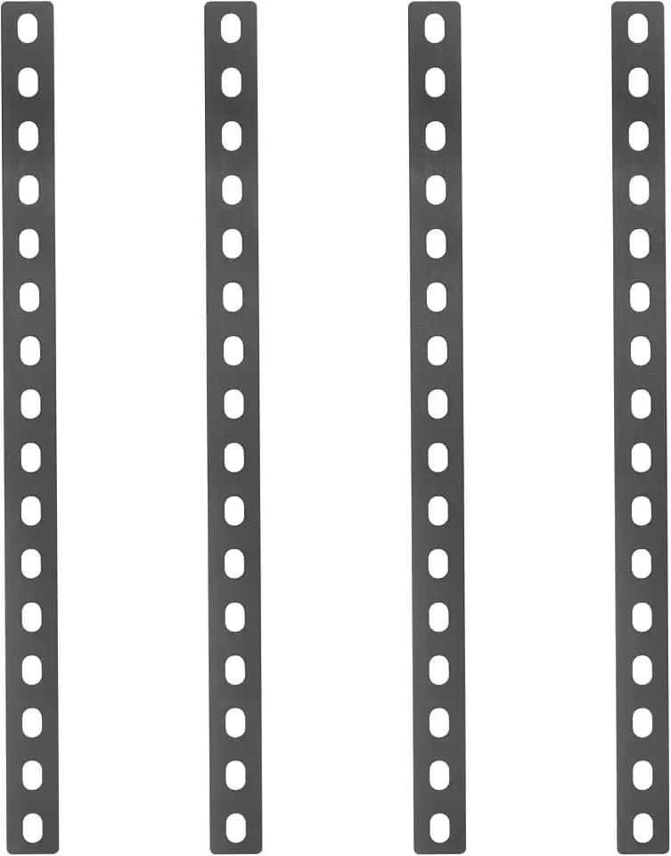 GBGS 4 Pack 16" Black Mending Plate,Slotted Flat Bar Brackets,1/8" Thick