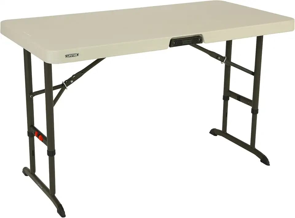 LIFETIME 4-Foot Height Adjustable Folding Table, Almond